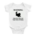 thumbnail image 1 of Warning: Protected by A Tibetan Spaniel Dog Funny Baby Romper Creeper (White,18-24 Months), 1 of 5