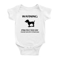 thumbnail image 1 of Warning: Protected by A Treeing Walker Coonhound Dog Funny Baby Rompers Baby Clothes (White,18-24 Months), 1 of 5
