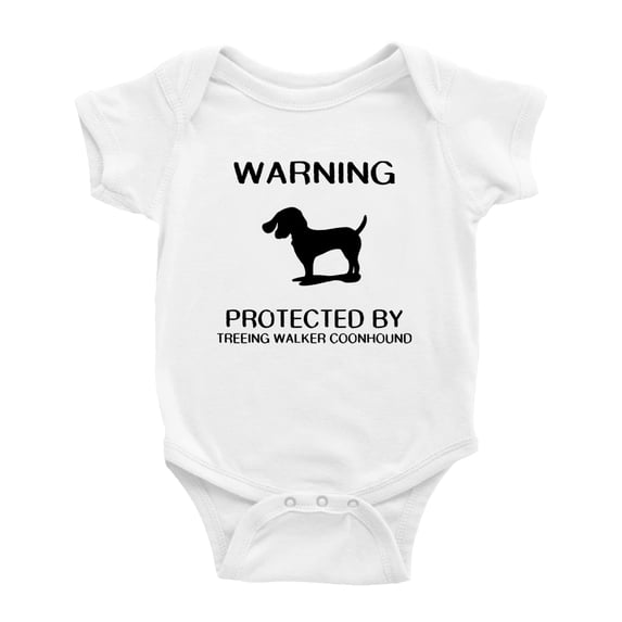 Warning: Protected by A Treeing Walker Coonhound Dog Funny Baby Rompers Baby Clothes (White,18-24 Months)
