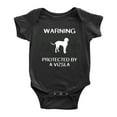 thumbnail image 1 of Warning: Protected by A Vizsla Dog Funny Baby Rompers Baby Clothes (Black,6-12 Months), 1 of 5