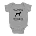 thumbnail image 1 of Warning: Protected by A Weimaraner Dog Funny Baby Romperss Newborn Clothes (Gray,6-12 Months), 1 of 5