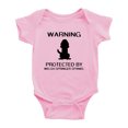 thumbnail image 1 of Warning: Protected by A Welsh Springer Spaniel Dog Funny Baby Bodysuits (Pink,6-12 Months), 1 of 5