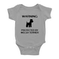 thumbnail image 1 of Warning: Protected by A Welsh Terrier Dog Funny Baby Rompers Bodysuit (Gray,12-18 Months), 1 of 5