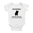 thumbnail image 1 of Warning: Protected by A West Highland Terrier Dog Funny Baby Bodysuits (White,18-24 Months), 1 of 5