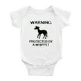 thumbnail image 1 of Warning: Protected by A Whippet Dog Funny Baby Rompers Infant Clothes (White,12-18 Months), 1 of 5