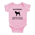 thumbnail image 1 of Warning: Protected by A Wire Fox Terrier Dog Funny Baby Rompers Infant Clothes (Pink,0-3 Months), 1 of 5