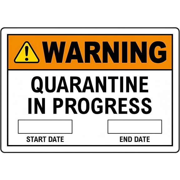 Warning Quarantine in Progress Start and End Date Warning Sign - 8"x12" Tin Metal Vintage Decor, for Home Farm Bar Coffee Shop Club