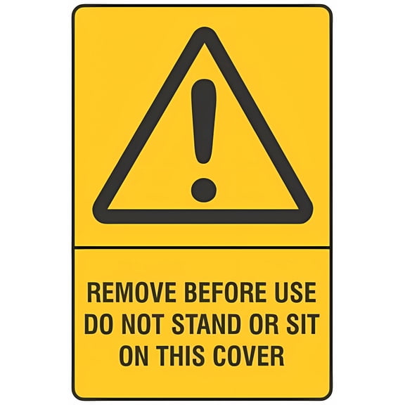 Warning Remove Before Use Do Not Stand On This Cover Sign - 8"x12", Safety Metal Tin Decor for Garage, Man Cave, Home, Industrial Zones