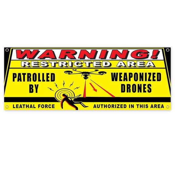 Warning Restricted Area 13 oz Banner | Non-Fabric | Heavy-Duty Vinyl Single-Sided With Metal Grommets