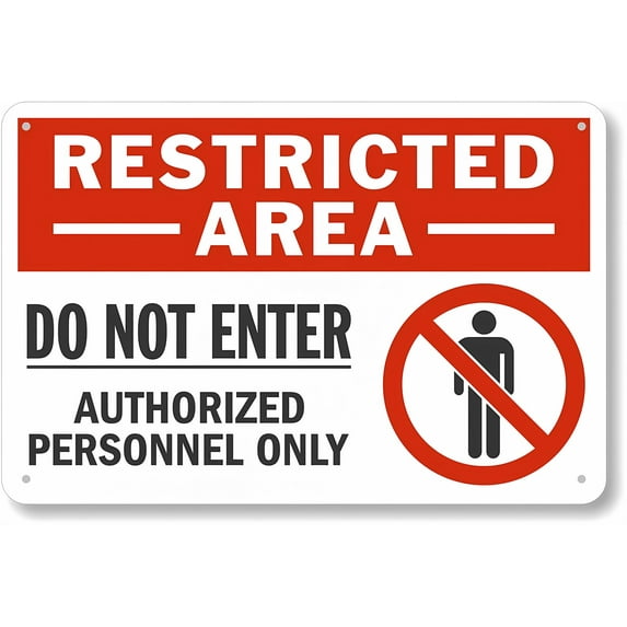 Warning Restricted Area Do Not Enter Authorized Personnel Only Alert Sign - 8"x12" Metal Sign, Industrial Sites Secure Facilities Use