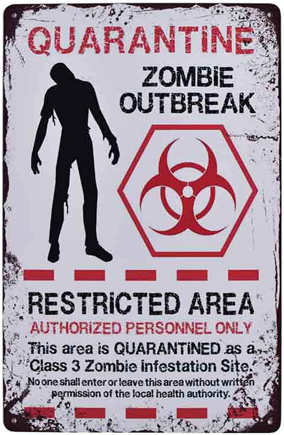 Retro Quarantine Zombie Outbreak Metal Wall Decor Sign