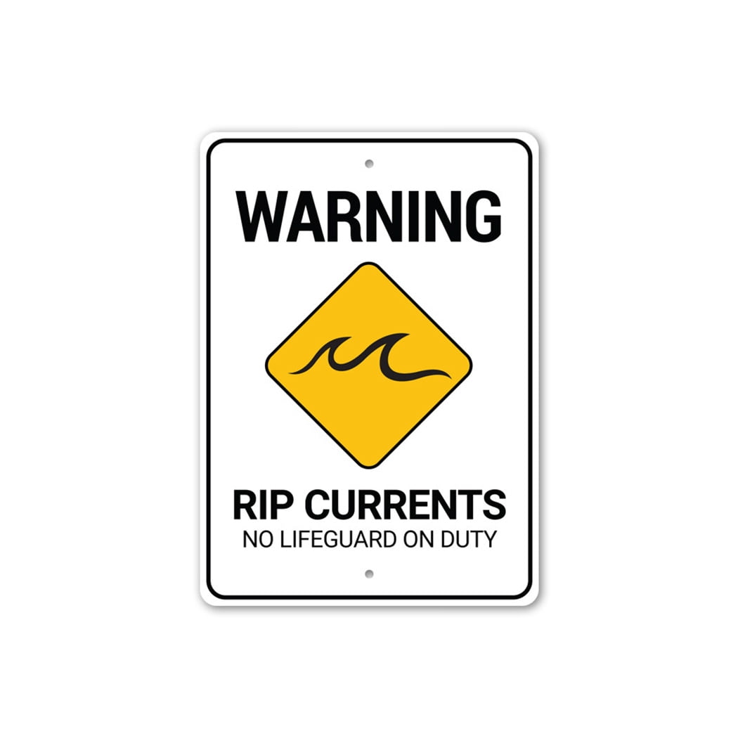 Warning Rip Currents, No Lifeguard on Duty, Warning Sign, Coastal ...