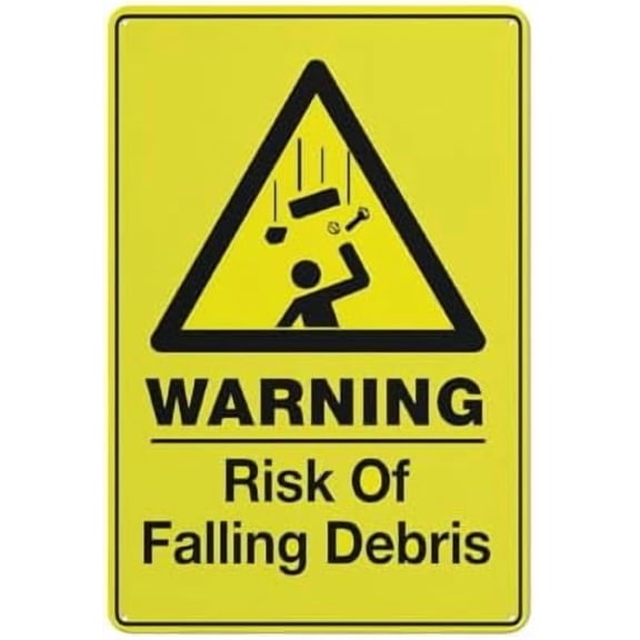 Warning Risk Of Falling Debris Sign 8X12 Inch Rust Free Aluminum Easy To Read & Sturdy Keep Out Outdoor Metal Signs For Home Farm Yard