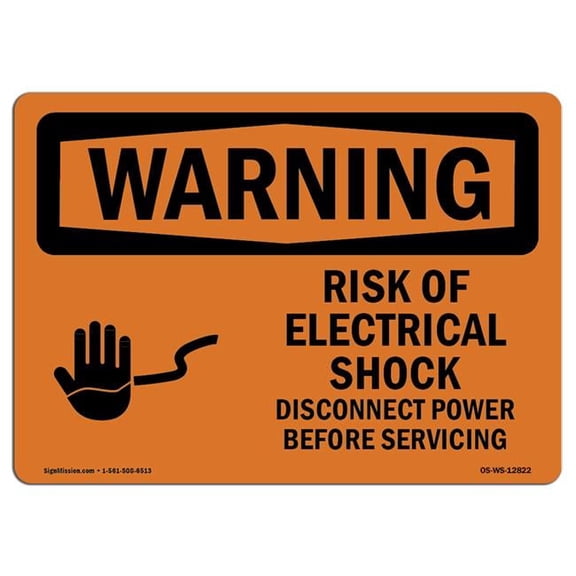 Warning Risk of Electrical Shock Disconnect OSHA Decal Sign