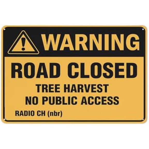 Warning Road Closed Tree Harvest No Public Access Landscape Sign Warning Tin Sign Home Kitchen Farm Garden Garage Wall Decor 12X8 Inch