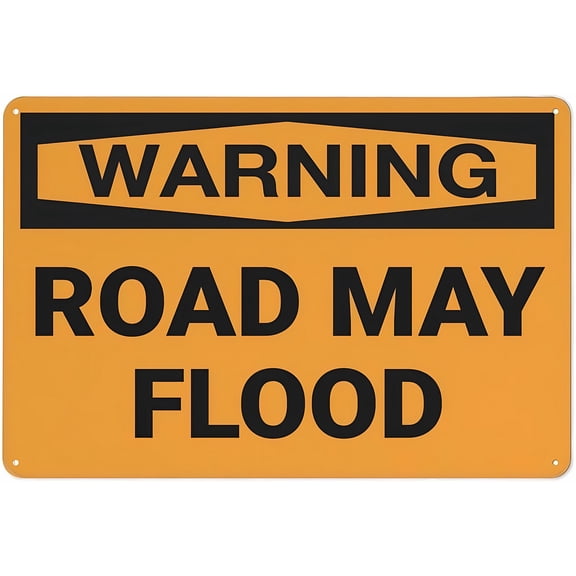 Warning Road May Flood Retro Sign - 8"x12" Aluminum Tin Decor, Vintage Funny Wall Art