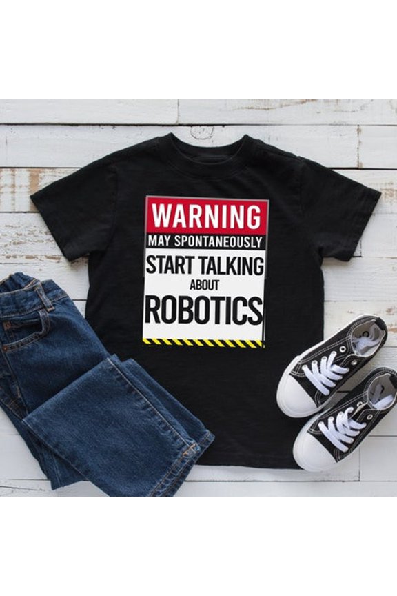 Warning Robotics Funny Robot Engineer Tech Science Graphic Tee Shirt,for unisex up to size 5XL