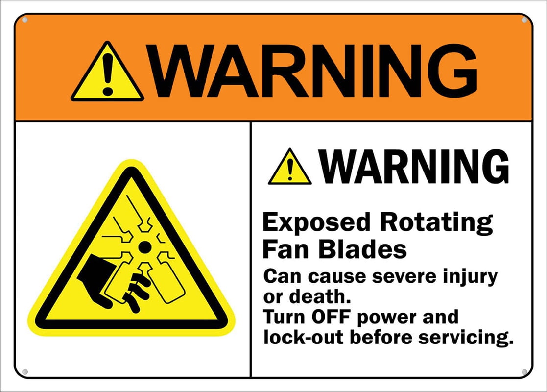 Warning Rotating Fan Blades Sign 12 X 8 Inch Metal Sign, Rustproof ...