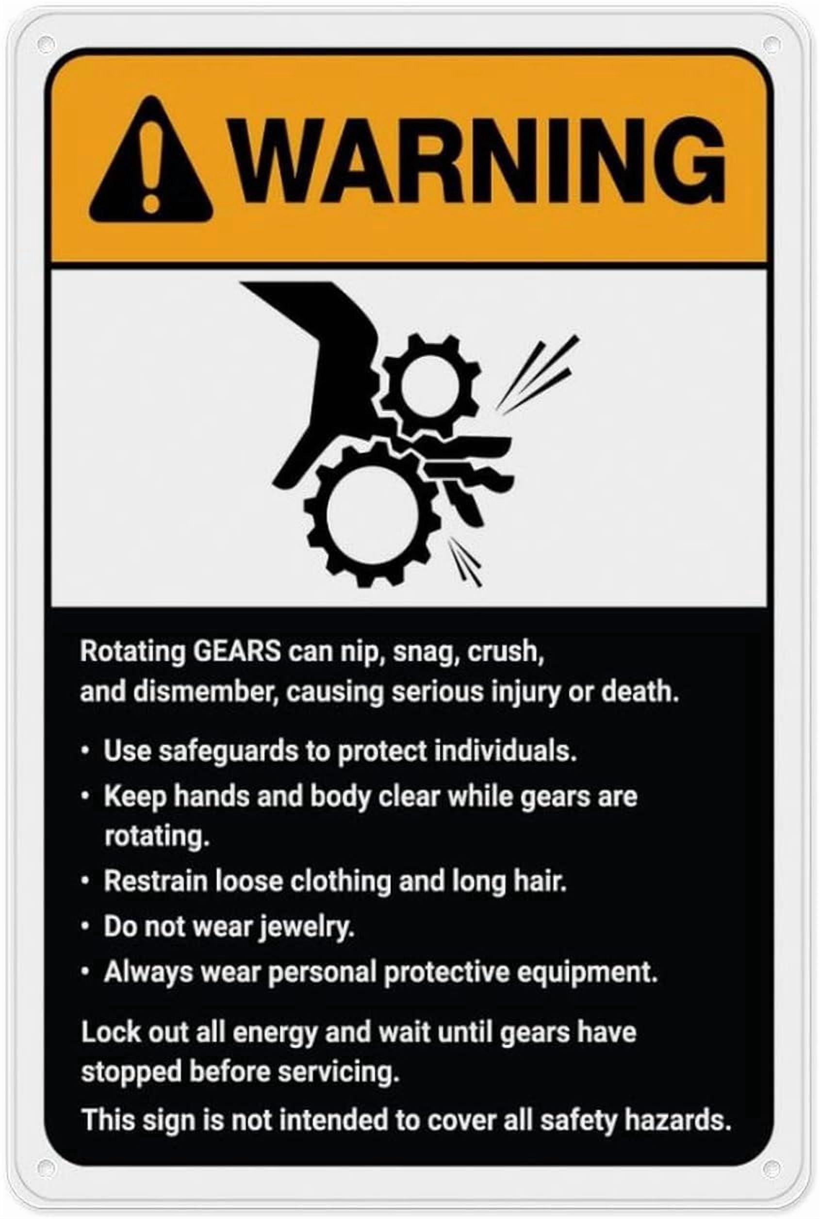Warning Rotating Gears Guidelines Sign 8