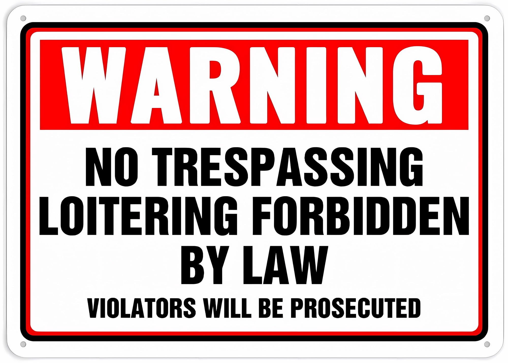 Warning Safety Sign No Trespassing Loitering Forbidden By Law Violators ...