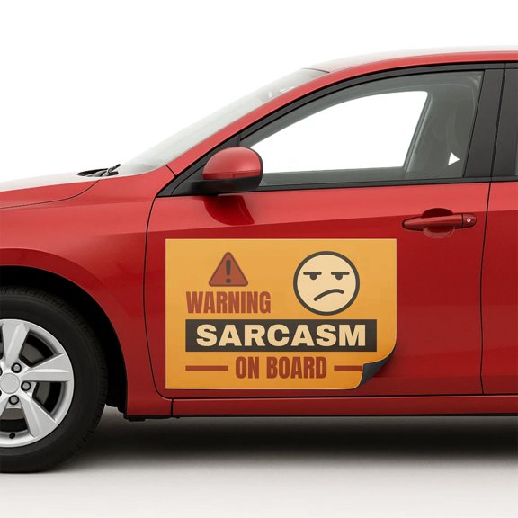 Warning Sarcasm On Board Car Magnet Sign by DC | Flexible Car Magnetic Sheets with Adhesive Backing | 12"x18" Bumper Magnet Sticker for Vehicles, Trucks & Business Advertising Signs 2 PC | USA Made