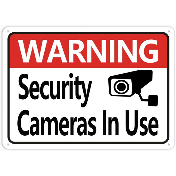 Warning Security Cameras In Use For House Door Office Business Yard,Metal Aluminum Rust Free Sign - 12" X 8", Pre-Drilled Holes, Weather Resistant
