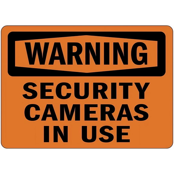 Warning Security Cameras In Use Tin Sign - 8"x12" Retro Vintage Metal Decor, Home Road Street Garage Station Highway Wall