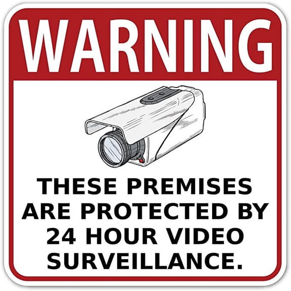 Warning Sign 24 Hour Video Surveillance on These Premises Vinyl Decal Bumper Sticker 6 X 6