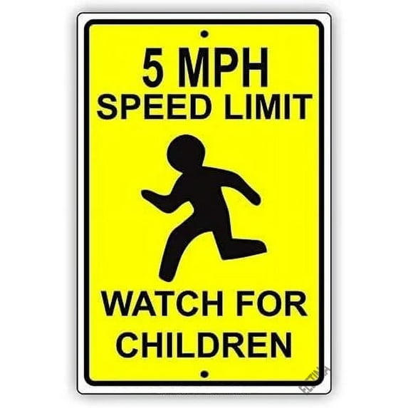 Warning Sign 5 MPH Speed Limit Watch for Children Road Sign Business Sign 6X8 Inches Aluminum Metal Tin Sign