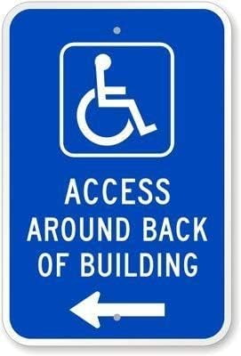 Warning Sign Access Around Back of Building (with Graphic) (with Left ...