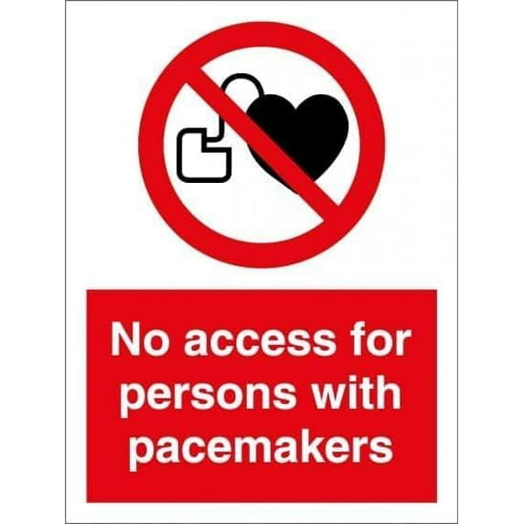 Warning Sign - No Access for Persons with Pacemakers, Aluminum Rust-Proof Sign for Medical Zones, Restricted Areas, Indoor Outdoor Use, 12x8 inch