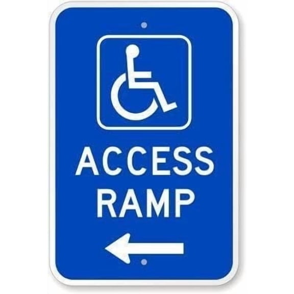 Access Ramp (with Graphic) (with Left Arrow) Sign Business Sign 12X8 Inches Metal Tin Sign