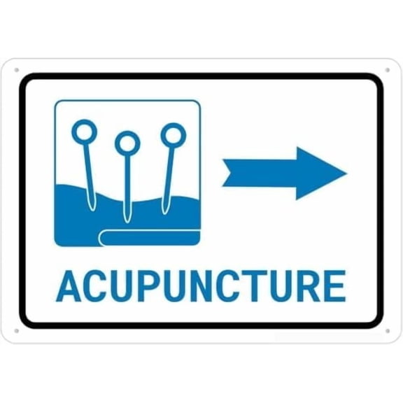Warning Sign - Acupuncture Right Arrow, Outdoor Rust Free Aluminum Yard Sign, Fits Home, Business, Driveway Acupuncture Clinic Entrances, 12X8 Inch