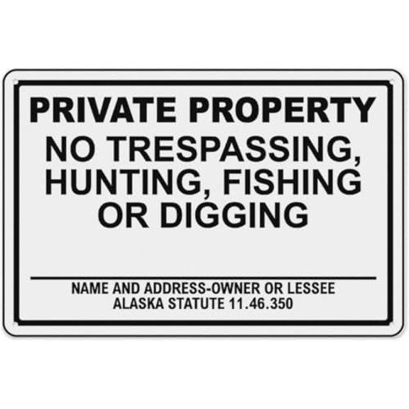 Warning Sign - Alaska No Trespassing, Aluminum Tin Warning Sign, Fits Home, Outdoor, Garden Alaska Property Perimeters, 12X8 Inch