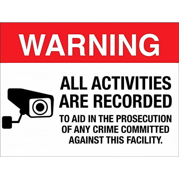 Warning Sign All Activities are Recorded Retro Vintage - 8"x12" Aluminum Wall Decor Sign for Home Bar Pub Kitchen Restaurant