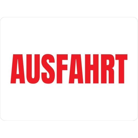 Warning Sign - Ausfahrt (Exit) German, Metal Sign, Serves As Security Notice for Workplaces and Home to Indicate Exit, 12X8 Inch