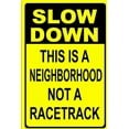 thumbnail image 1 of Warning Sign Beware Caution Slow Down Neighborhood Not Racetrack Kids Metal Tin Sign Retro Sign Kitchen Wall Poster Cafe Bar Pub Man cave Novelty Plaque Mother's Day 12x16 Inch, 1 of 5