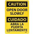 thumbnail image 1 of Warning Sign Bilingual, Caution Open Door Slowly Sign Business Sign 12X8 Inches Aluminum Metal Tin Sign, 1 of 4