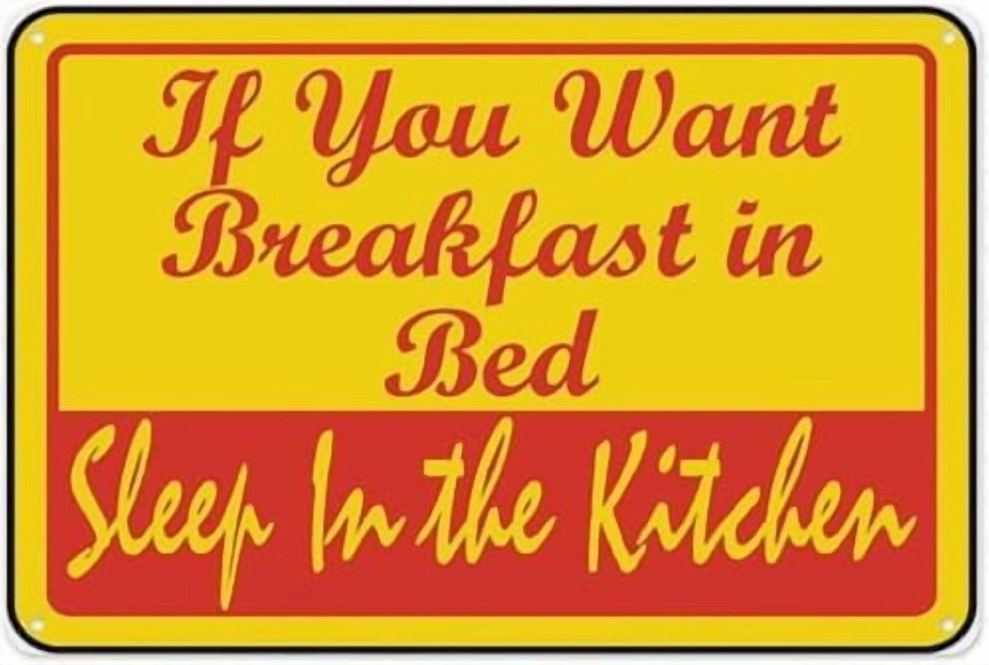 Warning Sign - Breakfast in Bed, Warning Metal Sign, Vintage Wall Decor ...