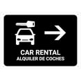 thumbnail image 1 of Warning Sign - Car Rental with Right Arrow Black Bilingual, Warning Tin Sign, Suitable for Home, Farm, Garage Wall Decor to Direct Rightward Rental Traffic in Two Languages, 12X8 Inch, 1 of 4