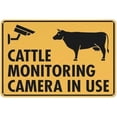 thumbnail image 1 of Warning Sign - Cattle Monitoring Camera in Use, Weather-Resistant, Usable Indoor Like Farm Control Rooms and Outdoor Like Grazing Areas and Barns, 12X8 Inch, 1 of 4