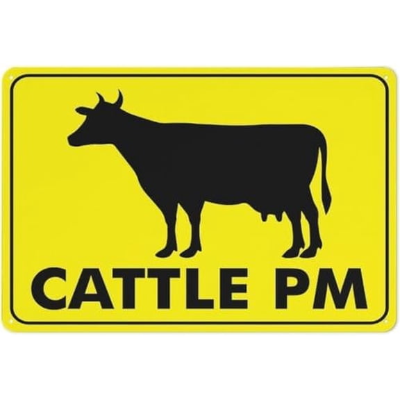 Warning Sign - Cattle Pm, Safe Sign for Outdoor Use, Suitable for Home, Business, Driveway Like Farm Pm Zones and Cattle Management Areas, Durable for Agricultural Operations, 12X8 Inch