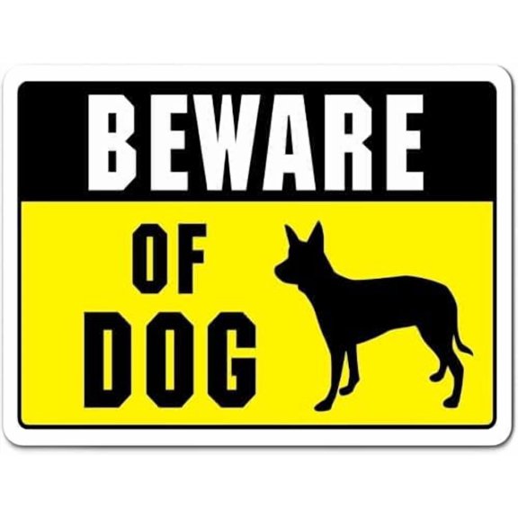 Warning Sign - Caution Dog Beware of Dog Yellow, Warning Sign for Property, Dog Fence Warning Decorative Outdoor Sign, Aluminum Notice Sign for Yard, Home Outdoor Areas, 12X8 Inch