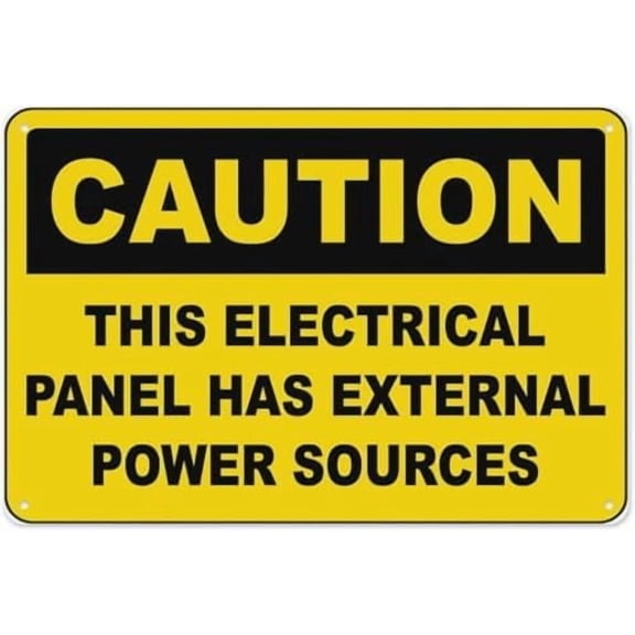 Warning Sign - Caution Electrical Panel Has External Power Sources, Warning Metal Sign, Vintage Wall Decor for Home, Farm, Bar, Coffee Shop, Club Near Electrical Panels, 12X8 Inch