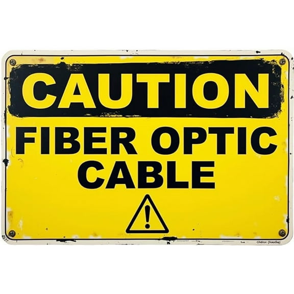 Warning Sign Caution Fibre Optic Cable Hazard Sign Hazard Labels Road Sign Business Sign Aluminium Metal Tin Sign 8 x 12 Inches
