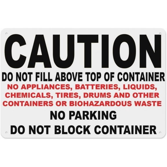 Warning Sign - Caution Do Not Fill Above Top of Container, Tin Sign, Warning Metal Sign, Vintage Wall Decor for Home, Farm, Bar, Coffee Shop, Club Container Filling Areas, 12X8 Inch