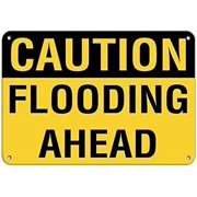 Warning Sign Caution Flooding Ahead Hazard Sign Flood Warning Signs Road Sign Business Sign 12X8 Inches Metal Tin Sign