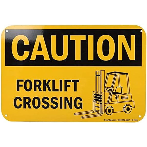 Warning Sign Caution: Forklift Crossing, Black on Yellow Sign Business Sign 12X8 Inches Aluminum Metal Tin Sign