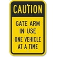 thumbnail image 1 of Warning Sign Caution - Gate Arm in Use One Vehicle at A Time Sign Business Sign 12X8 Inches Metal Tin Sign, 1 of 4
