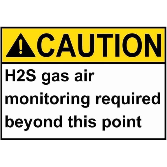 Warning Sign - Caution H2S Gas Air Monitoring Required Beyond This Point, Gas Pipe Warning Metal Tin Sign, Suitable for H2S Gas Zones Like Industrial Sites, 12X8 Inch